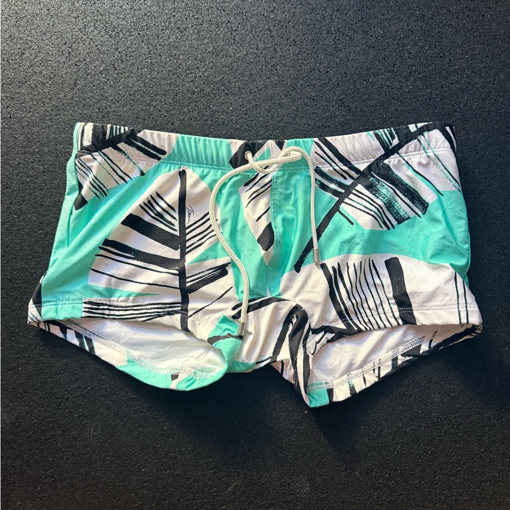 mr turk Tropical Leaf Print Swim Trunks